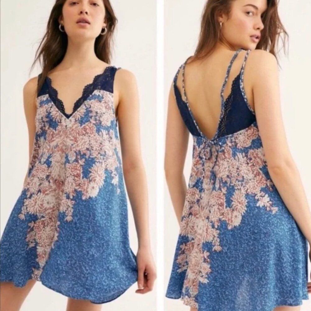 Intimately Free People Lace Trim Slip Dress Nightie Morning Sun Chemise XS Boho